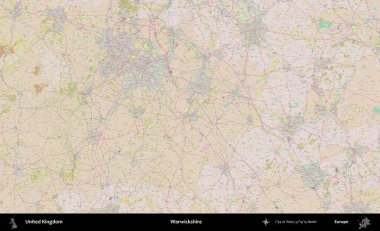 Warwickshire 'da. OpenStreetMap Standart biçim haritasında Birleşik Krallık 'ın idari alanı