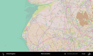 Batı Lancashire. OpenStreetMap Standart biçim haritasında Birleşik Krallık 'ın idari alanı