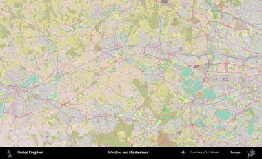 Windsor ve Maidenhead. OpenStreetMap Standart biçim haritasında Birleşik Krallık 'ın idari alanı
