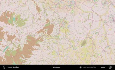 Wrexham. OpenStreetMap Standart biçim haritasında Birleşik Krallık 'ın idari alanı