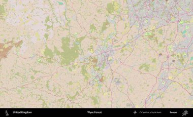 Wyre Ormanı. OpenStreetMap Standart biçim haritasında Birleşik Krallık 'ın idari alanı