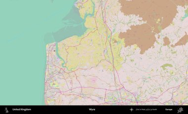 Wyre. OpenStreetMap Standart biçim haritasında Birleşik Krallık 'ın idari alanı
