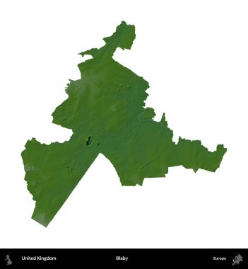 Blaby. Birleşik Krallık 'ın idari alanı renkli bir yükseklik haritasında beyaz üzerine izole edilmiş