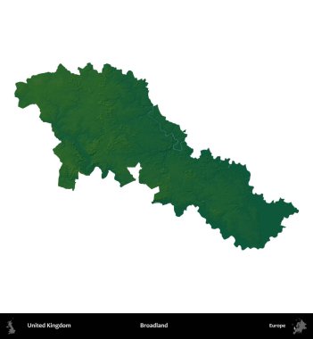 Geniş arazi. Birleşik Krallık 'ın idari alanı renkli bir yükseklik haritasında beyaz üzerine izole edilmiş