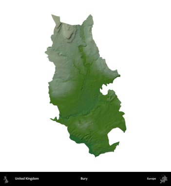 Gömmek. Birleşik Krallık 'ın idari alanı renkli bir yükseklik haritasında beyaz üzerine izole edilmiş
