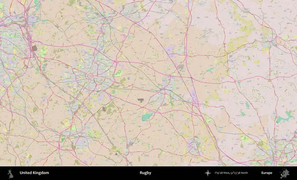 Ragbi. OpenStreetMap Standart biçim haritasında Birleşik Krallık 'ın idari alanı