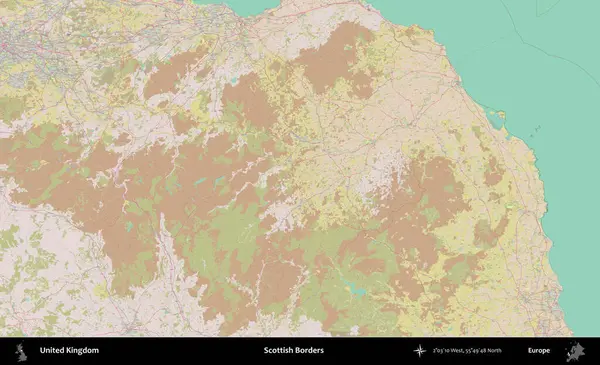 İskoç Sınırı. OpenStreetMap Standart biçim haritasında Birleşik Krallık 'ın idari alanı