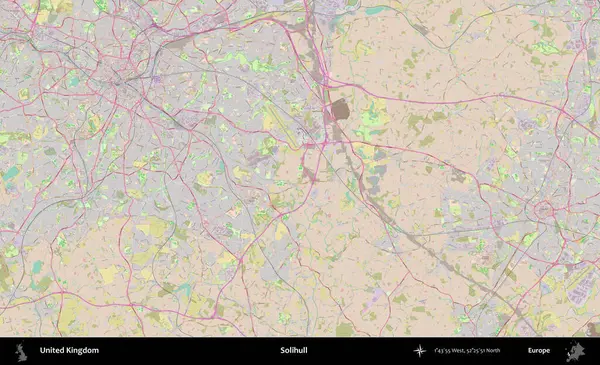 Solihull. OpenStreetMap Standart biçim haritasında Birleşik Krallık 'ın idari alanı