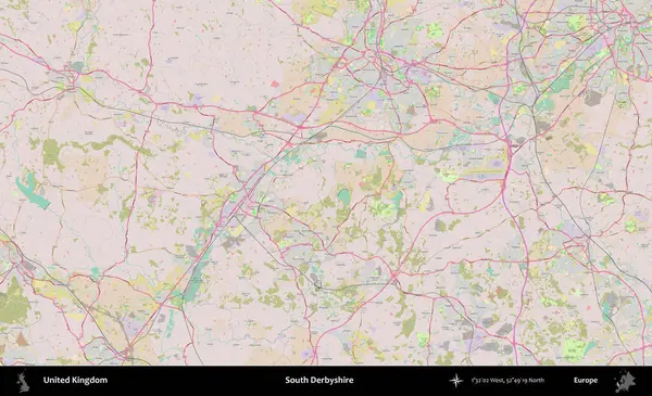 Güney Derbyshire. OpenStreetMap Standart biçim haritasında Birleşik Krallık 'ın idari alanı