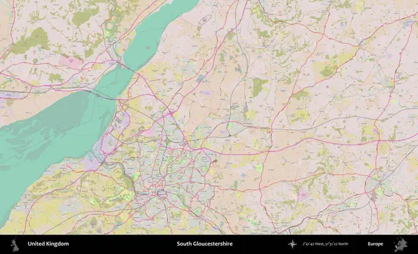 Güney Gloucestershire. OpenStreetMap Standart biçim haritasında Birleşik Krallık 'ın idari alanı