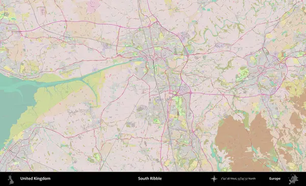 Güney Ribble. OpenStreetMap Standart biçim haritasında Birleşik Krallık 'ın idari alanı