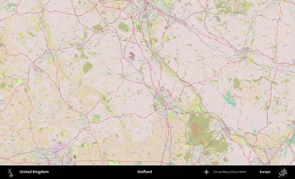 Stafford. OpenStreetMap Standart biçim haritasında Birleşik Krallık 'ın idari alanı