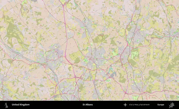 Aziz Albans. OpenStreetMap Standart biçim haritasında Birleşik Krallık 'ın idari alanı