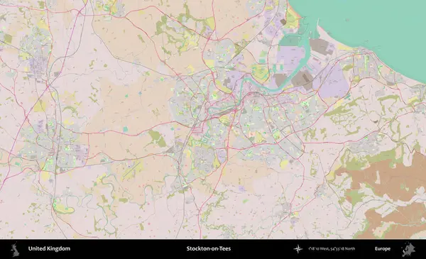 Stockton-on-Tees. OpenStreetMap Standart biçim haritasında Birleşik Krallık 'ın idari alanı