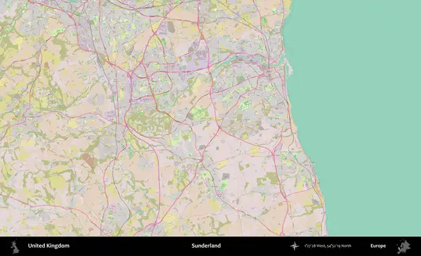 Sunderland 'de. OpenStreetMap Standart biçim haritasında Birleşik Krallık 'ın idari alanı