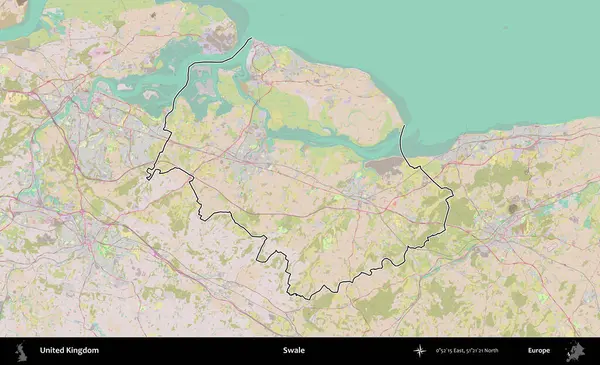 Swale. Birleşik Krallık 'ın bir OpenStreetMap Standart biçim haritasında özetlenmiş idari alanı