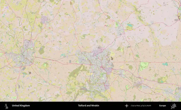 Telford ve Wrekin. OpenStreetMap Standart biçim haritasında Birleşik Krallık 'ın idari alanı