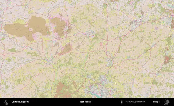 Test vadisi. OpenStreetMap Standart biçim haritasında Birleşik Krallık 'ın idari alanı