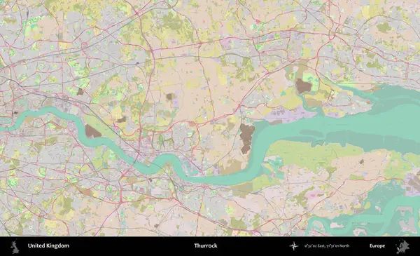 Thurrock. OpenStreetMap Standart biçim haritasında Birleşik Krallık 'ın idari alanı