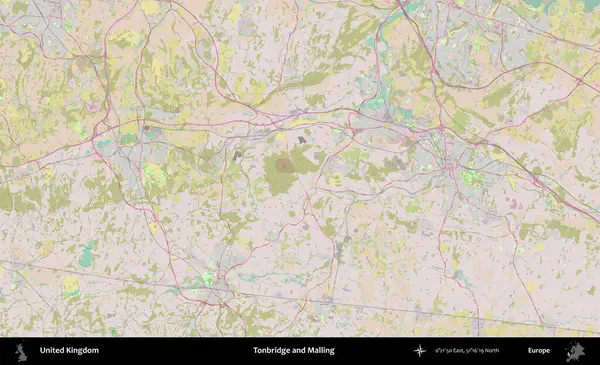 Tonbridge ve Malling. OpenStreetMap Standart biçim haritasında Birleşik Krallık 'ın idari alanı