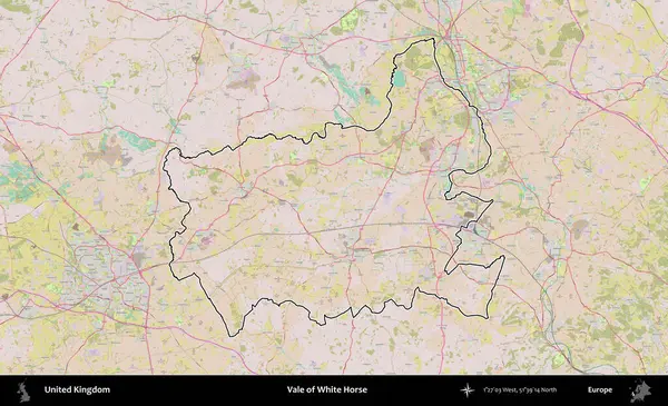 Beyaz At Vadisi. Birleşik Krallık 'ın bir OpenStreetMap Standart biçim haritasında özetlenmiş idari alanı