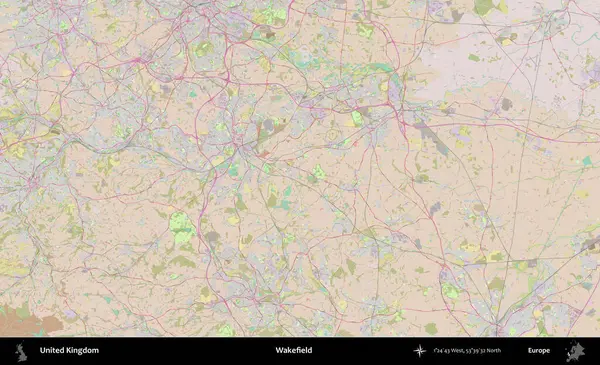 Wakefield 'da. OpenStreetMap Standart biçim haritasında Birleşik Krallık 'ın idari alanı