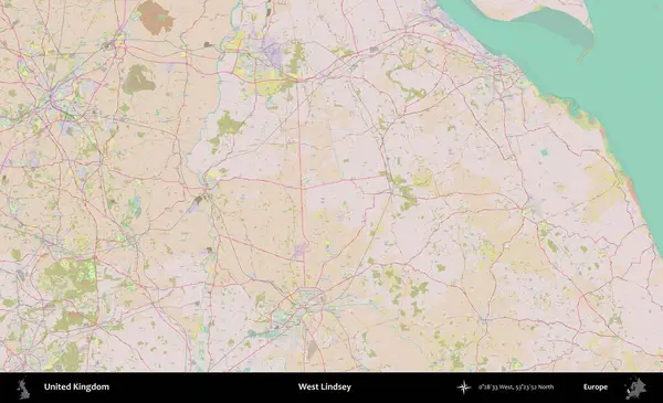 Batı Lindsey. OpenStreetMap Standart biçim haritasında Birleşik Krallık 'ın idari alanı