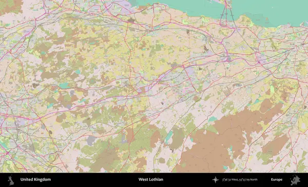 Batı Lothian. OpenStreetMap Standart biçim haritasında Birleşik Krallık 'ın idari alanı