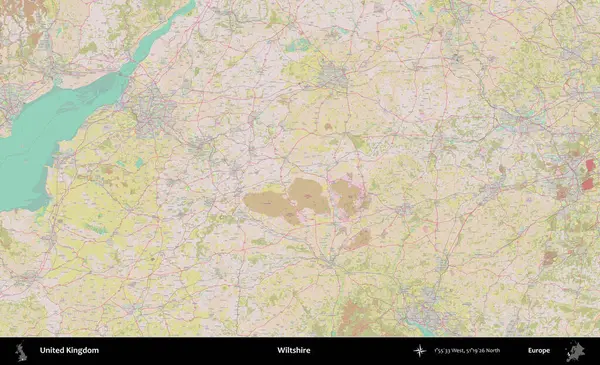 Wiltshire 'da. OpenStreetMap Standart biçim haritasında Birleşik Krallık 'ın idari alanı