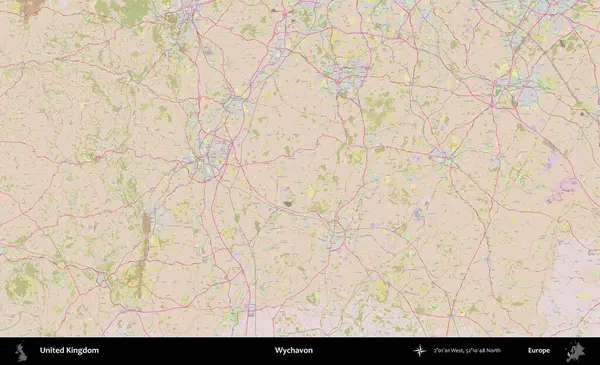 Wychavon. OpenStreetMap Standart biçim haritasında Birleşik Krallık 'ın idari alanı