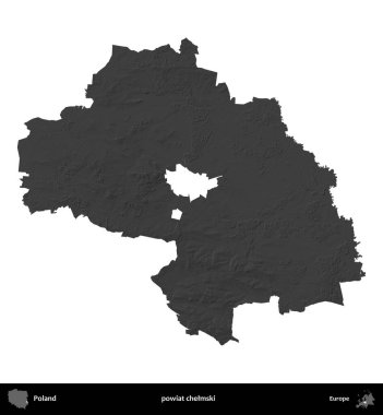 powiat chelmski. Polonya 'nın idari bölgesi gri ölçekli yükseklik haritasında beyaza izole edildi