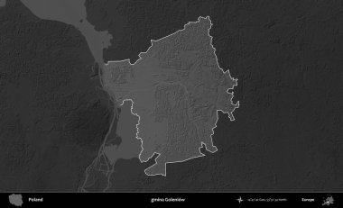 gmina Goleniow. Polonya 'nın idari bölgesi kararmış bir gri tonlama yükseklik haritasına vurgulandı ve özetlendi