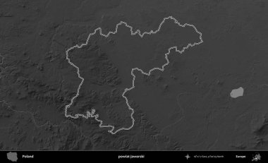 powiat jaworski. Polonya 'nın idari bölgesini gri ölçekli bir yükseklik haritasında özetledim