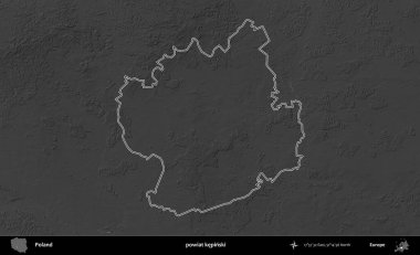 powiat kepinski. Polonya 'nın idari bölgesini gri ölçekli bir yükseklik haritasında özetledim