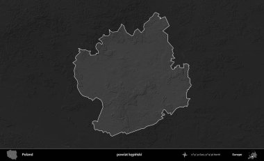 powiat kepinski. Polonya 'nın idari bölgesi kararmış bir gri tonlama yükseklik haritasına vurgulandı ve özetlendi