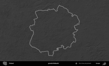 powiat klobucki. Polonya 'nın idari bölgesini gri ölçekli bir yükseklik haritasında özetledim
