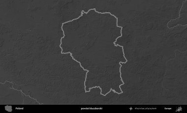 powiat kluczborski. Polonya 'nın idari bölgesini gri ölçekli bir yükseklik haritasında özetledim
