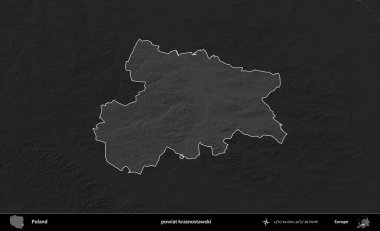 powiat krasnostawski. Polonya 'nın idari bölgesi kararmış bir gri tonlama yükseklik haritasına vurgulandı ve özetlendi