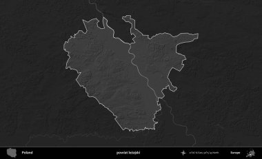 powiat lezajski. Polonya 'nın idari bölgesi kararmış bir gri tonlama yükseklik haritasına vurgulandı ve özetlendi