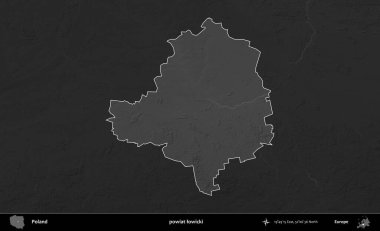powiat lowicki. Polonya 'nın idari bölgesi kararmış bir gri tonlama yükseklik haritasına vurgulandı ve özetlendi