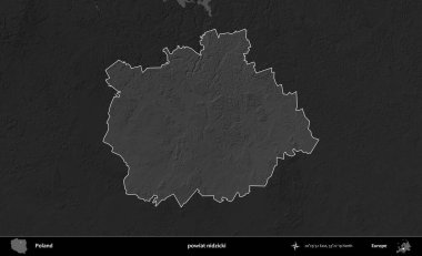 powiat nidzicki. Polonya 'nın idari bölgesi kararmış bir gri tonlama yükseklik haritasına vurgulandı ve özetlendi