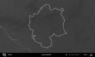 powiat olesnicki. Polonya 'nın idari bölgesini gri ölçekli bir yükseklik haritasında özetledim