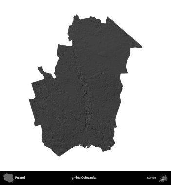 gmina Osiecznica. Polonya 'nın idari bölgesi gri ölçekli yükseklik haritasında beyaza izole edildi