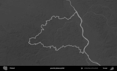 powiat piaseczynski. Polonya 'nın idari bölgesini gri ölçekli bir yükseklik haritasında özetledim