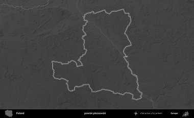 powiat pleszewski. Polonya 'nın idari bölgesini gri ölçekli bir yükseklik haritasında özetledim