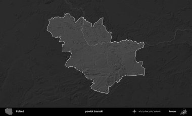 powiat sremski. Polonya 'nın idari bölgesi kararmış bir gri tonlama yükseklik haritasına vurgulandı ve özetlendi