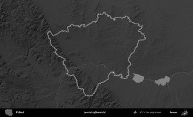 powiat zabkowicki. Polonya 'nın idari bölgesini gri ölçekli bir yükseklik haritasında özetledim