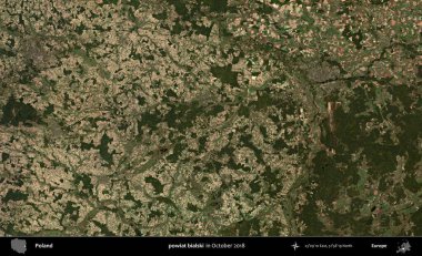 powiat bialski. Polonya 'nın idari bölgesi, Ekim 2018' de çekilen Kopernik Sentinel karolarından oluşan bir uydu görüntüsü üzerine kurulmuştur.