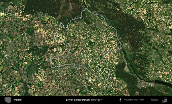 Powiat aleksanhipski. Mayıs 2017 'de çekilen Kopernik Nöbetçi karolarından oluşan bir uydu görüntüsü üzerine Polonya' nın idari bölgesinin ana hatlarını belirledik.