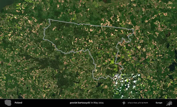 powiat bartoszycki. Mayıs 2024 'te çekilen Kopernik Nöbetçi karolarından oluşan bir uydu görüntüsünde Polonya' nın idari bölgesinin ana hatları belirlendi